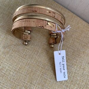 Cork and Gold Toned Cuff Bracelet NWT